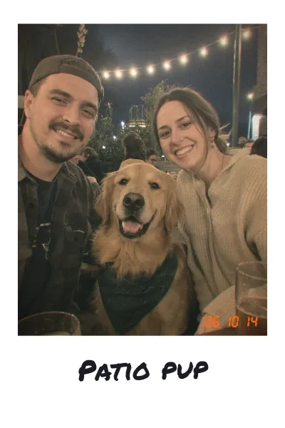 Print captioned Patio pup